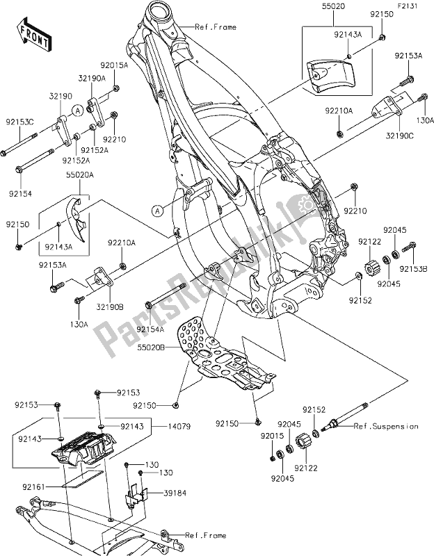 Wszystkie części do 27 Frame Fittings Kawasaki KLX 450R 2021