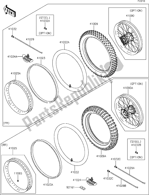 Todas as partes de 33 Tires do Kawasaki KLX 450R 2021