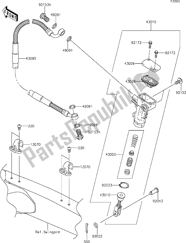 Todas as partes de 40 Rear Master Cylinder do Kawasaki KLX 450R 2021