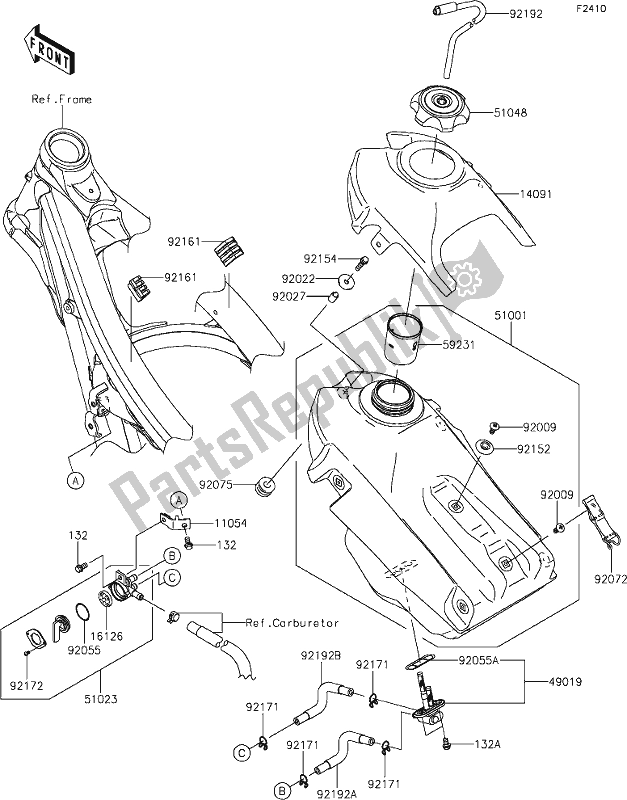 Toutes les pièces pour le 44 Fuel Tank du Kawasaki KLX 450R 2021