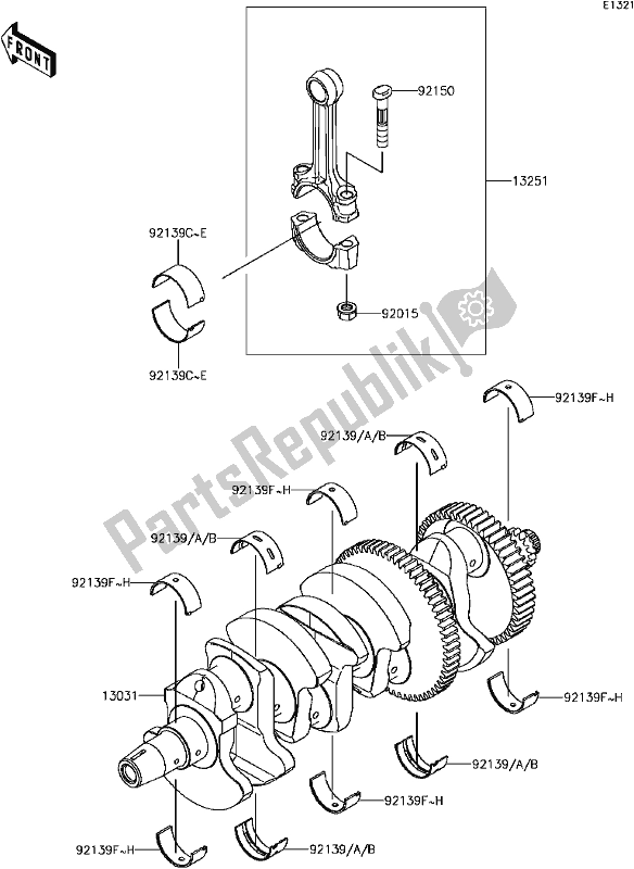 All parts for the B-10crankshaft of the Kawasaki KLZ 1000 Versys 2017