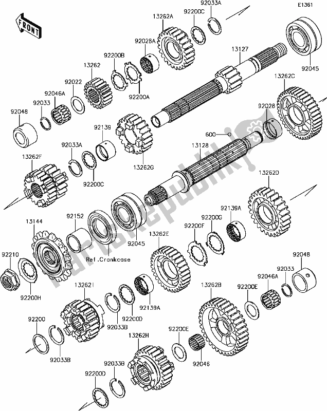 All parts for the B-13transmission of the Kawasaki KLZ 1000 Versys 2017