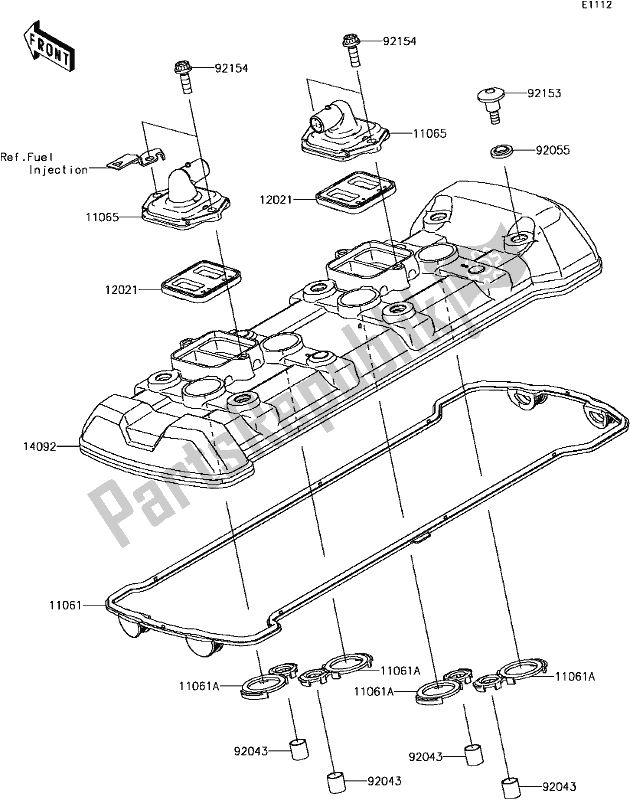 Alle onderdelen voor de B-4 Cylinder Head Cover van de Kawasaki KLZ 1000 Versys 2017