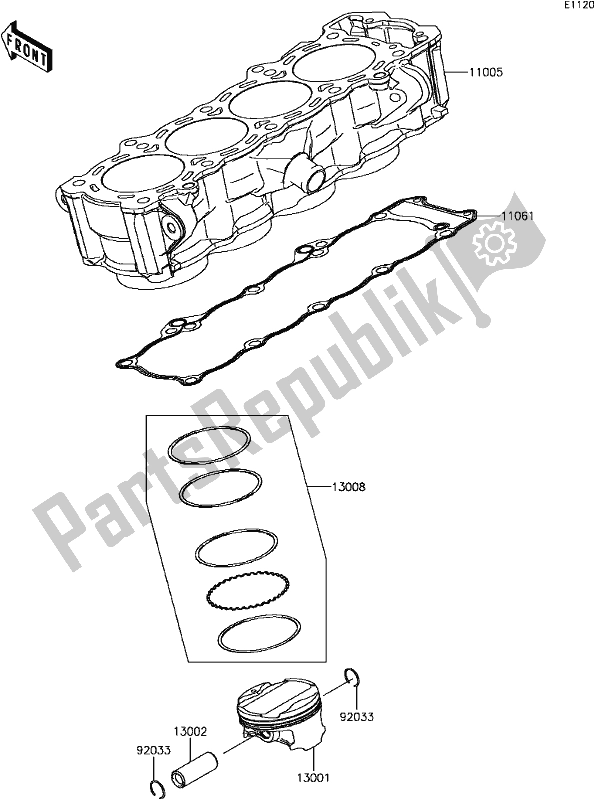 All parts for the B-5 Cylinder/piston(s) of the Kawasaki KLZ 1000 Versys 2017