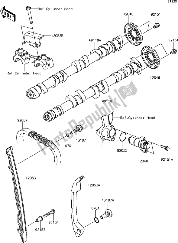 Alle onderdelen voor de B-9 Camshaft(s)/tensioner van de Kawasaki KLZ 1000 Versys 2017