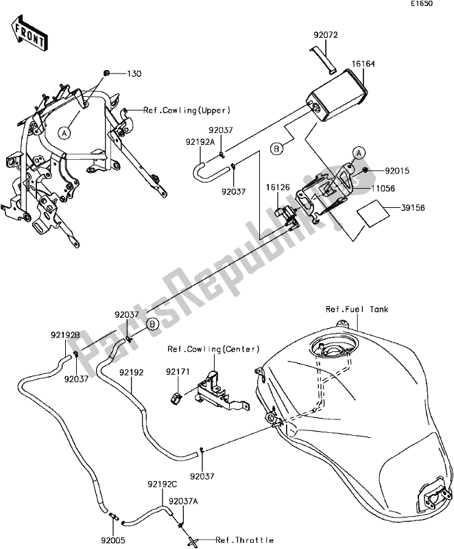 Wszystkie części do C-11fuel Evaporative System Kawasaki KLZ 1000 Versys 2017