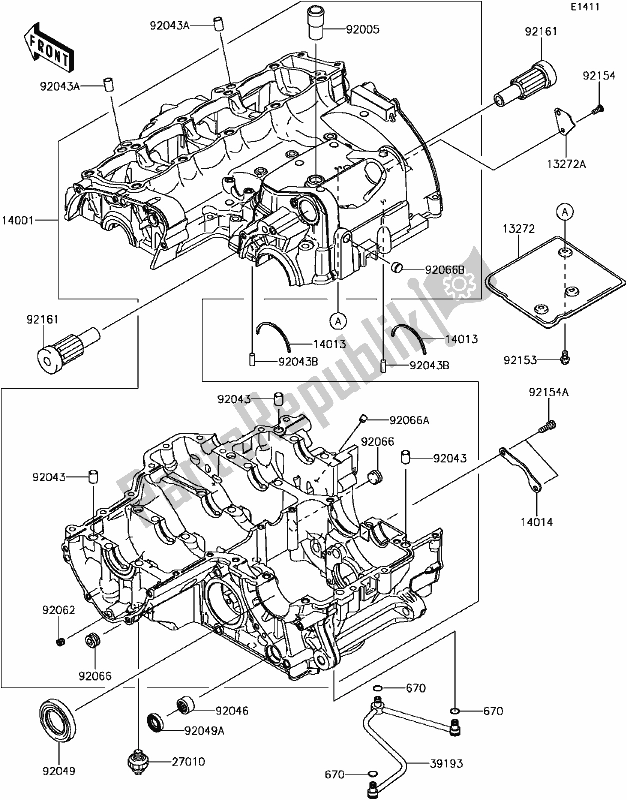 Todas las partes para C-4 Crankcase de Kawasaki KLZ 1000 Versys 2017