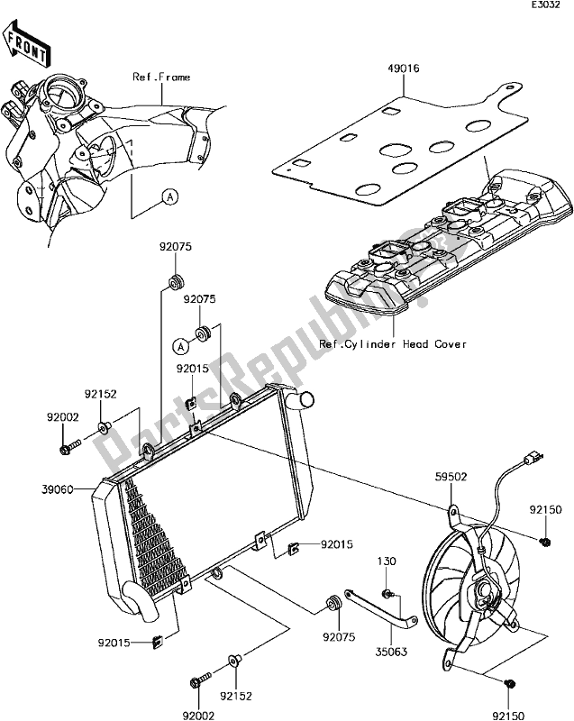 All parts for the D-4 Radiator of the Kawasaki KLZ 1000 Versys 2017