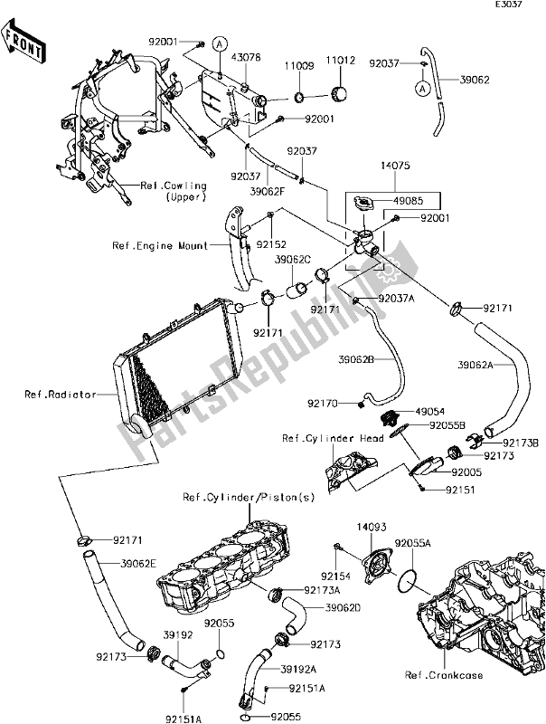 All parts for the D-5 Water Pipe of the Kawasaki KLZ 1000 Versys 2017