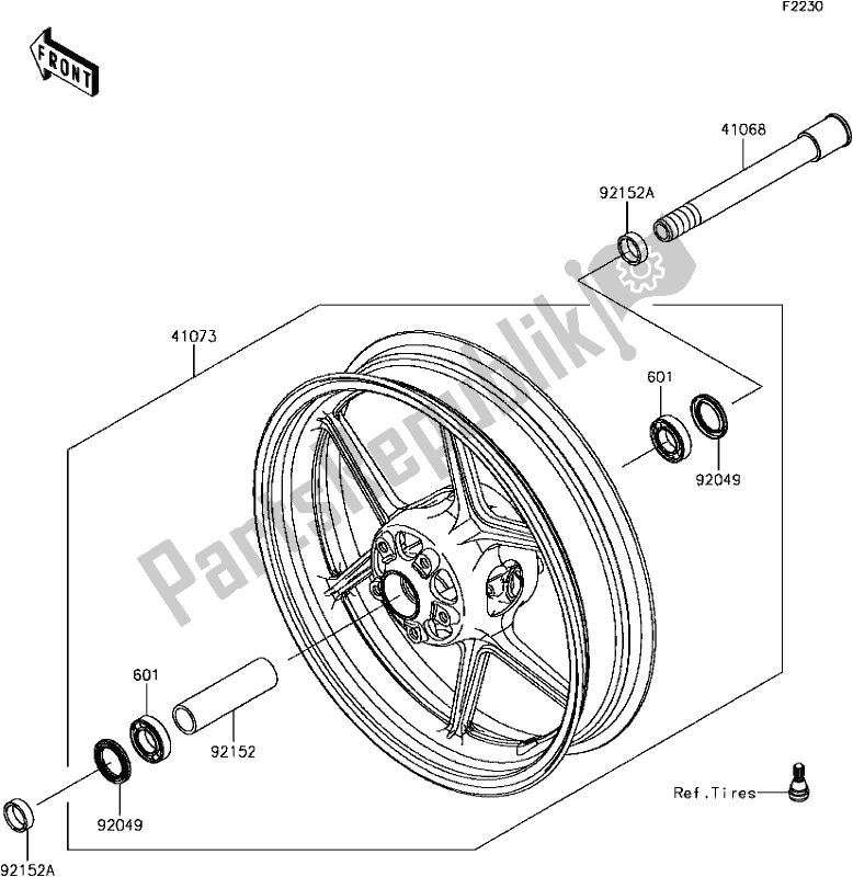 All parts for the E-13front Hub of the Kawasaki KLZ 1000 Versys 2017