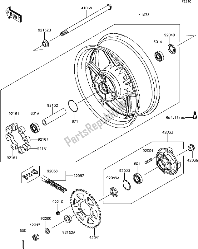 Alle onderdelen voor de E-14rear Hub van de Kawasaki KLZ 1000 Versys 2017