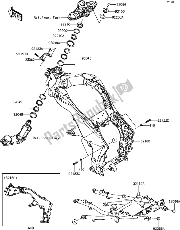 All parts for the E-3 Frame of the Kawasaki KLZ 1000 Versys 2017