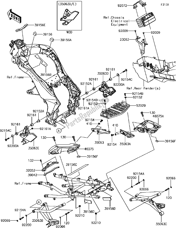 Toutes les pièces pour le E-5 Frame Fittings du Kawasaki KLZ 1000 Versys 2017