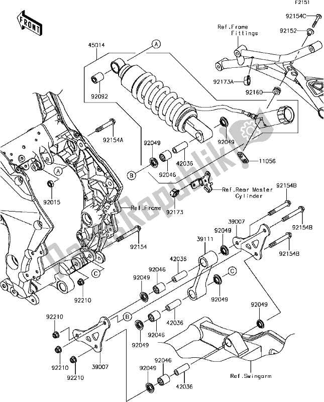 Alle onderdelen voor de E-7 Suspension/shock Absorber van de Kawasaki KLZ 1000 Versys 2017