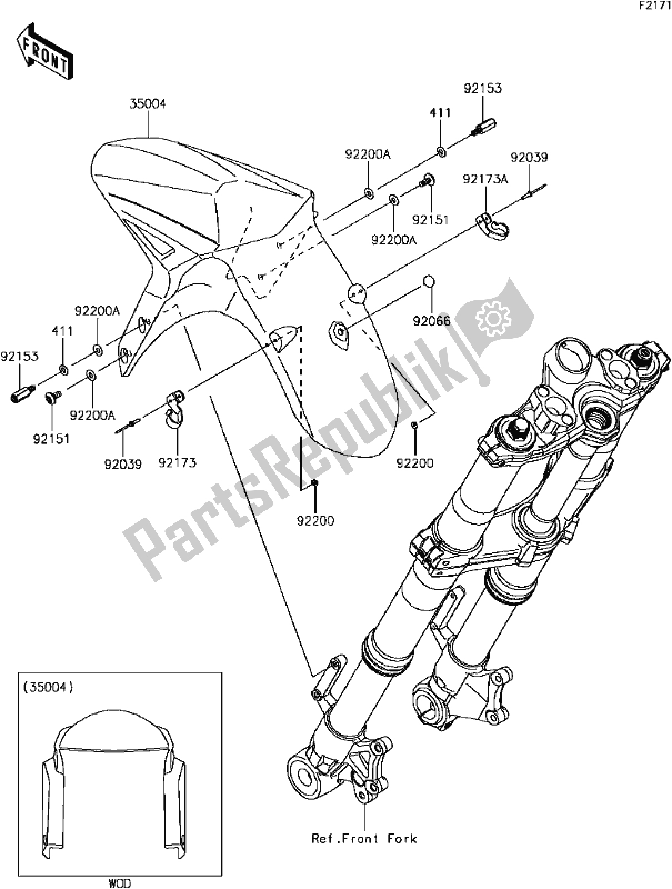 All parts for the E-9 Front Fender(s) of the Kawasaki KLZ 1000 Versys 2017