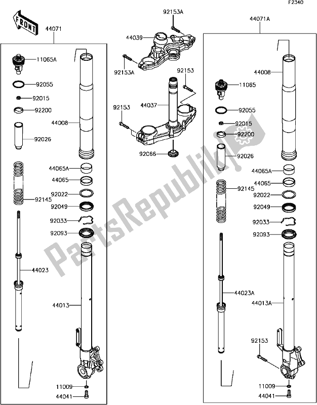 All parts for the F-10front Fork of the Kawasaki KLZ 1000 Versys 2017