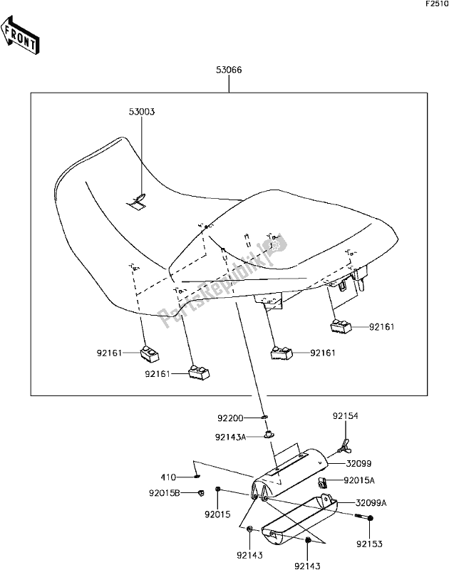 All parts for the F-12seat of the Kawasaki KLZ 1000 Versys 2017