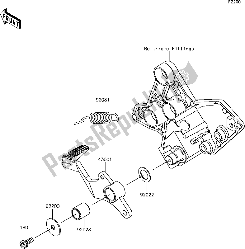 Alle onderdelen voor de F-3 Brake Pedal van de Kawasaki KLZ 1000 Versys 2017