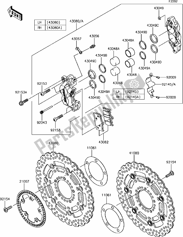 Alle onderdelen voor de F-6 Front Brake van de Kawasaki KLZ 1000 Versys 2017