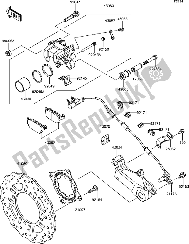 Alle onderdelen voor de F-8 Rear Brake van de Kawasaki KLZ 1000 Versys 2017