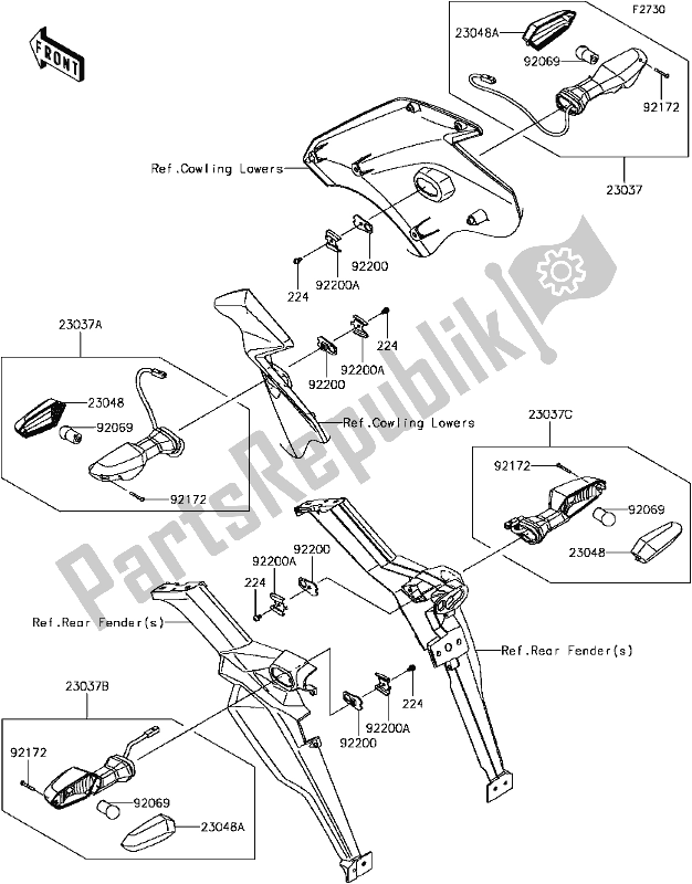 Alle onderdelen voor de G-6 Turn Signals van de Kawasaki KLZ 1000 Versys 2017