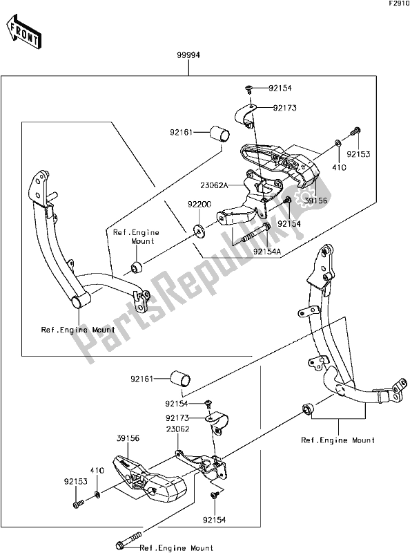 Alle onderdelen voor de H-4 Accessory(frame Slider) van de Kawasaki KLZ 1000 Versys 2017