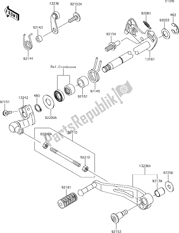 Alle onderdelen voor de 13 Gear Change Mechanism van de Kawasaki KLZ 1000 Versys 2018