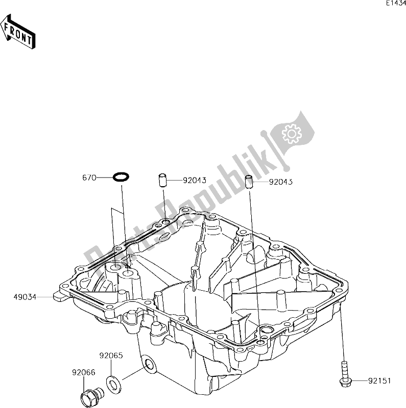 Alle onderdelen voor de 17 Oil Pan van de Kawasaki KLZ 1000 Versys 2018