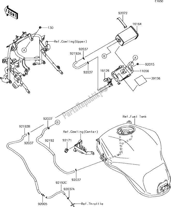 Alle onderdelen voor de 21 Fuel Evaporative System van de Kawasaki KLZ 1000 Versys 2018