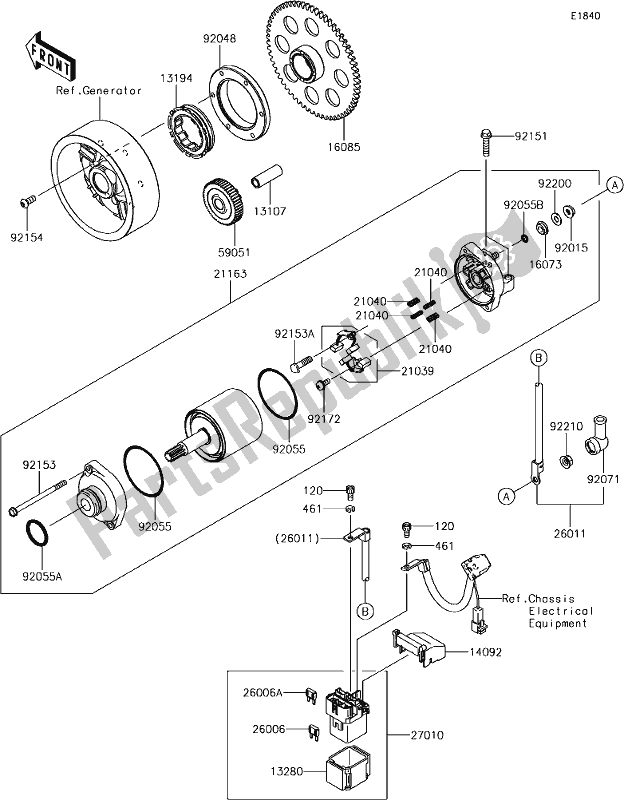 Tutte le parti per il 25 Starter Motor del Kawasaki KLZ 1000 Versys 2018
