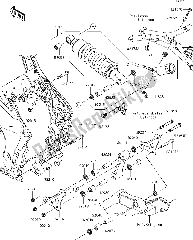 Alle onderdelen voor de 32 Suspension/shock Absorber van de Kawasaki KLZ 1000 Versys 2018