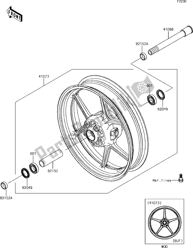 All parts for the 38 Front Hub of the Kawasaki KLZ 1000 Versys 2018