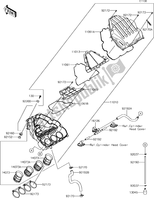 Alle onderdelen voor de 4 Air Cleaner van de Kawasaki KLZ 1000 Versys 2018