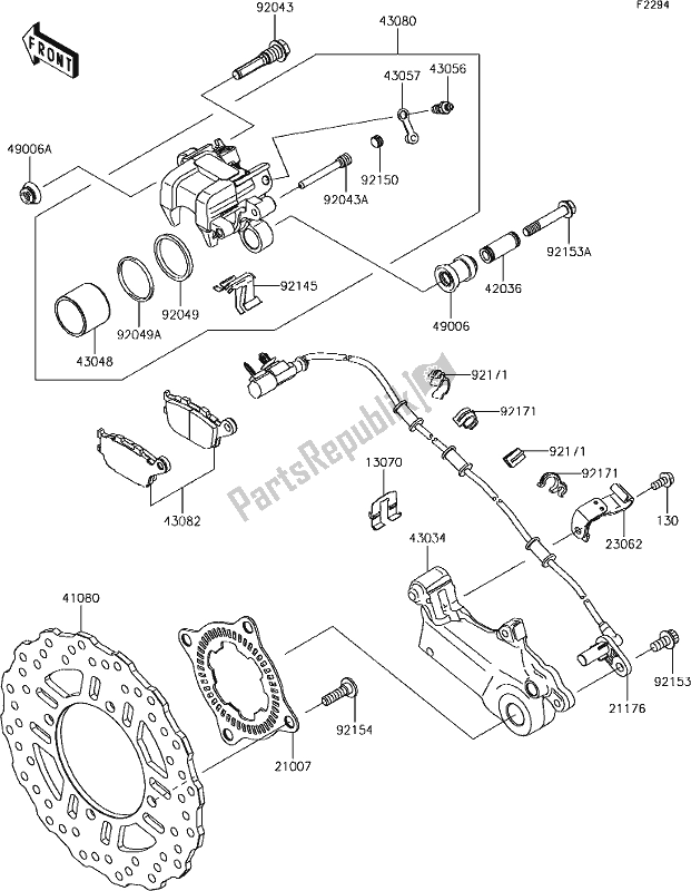 Alle onderdelen voor de 45 Rear Brake van de Kawasaki KLZ 1000 Versys 2018