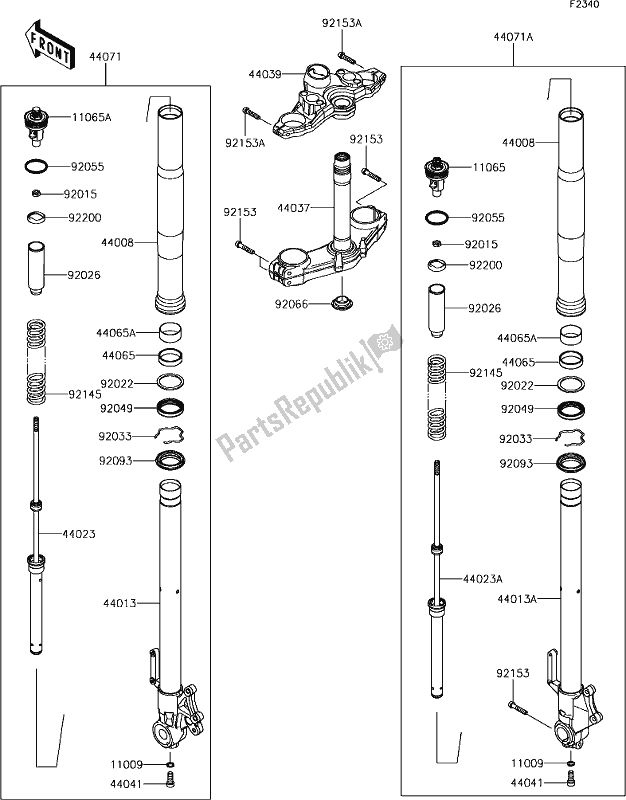Alle onderdelen voor de 47 Front Fork van de Kawasaki KLZ 1000 Versys 2018