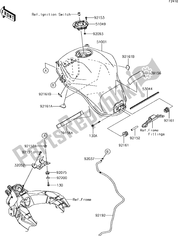 Alle onderdelen voor de 48 Fuel Tank van de Kawasaki KLZ 1000 Versys 2018