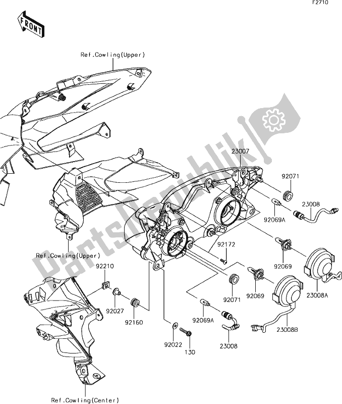 All parts for the 53 Headlight(s) of the Kawasaki KLZ 1000 Versys 2018