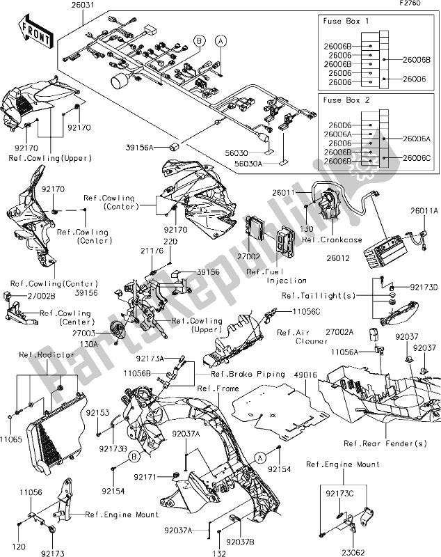 All parts for the 56-1chassis Electrical Equipment of the Kawasaki KLZ 1000 Versys 2018