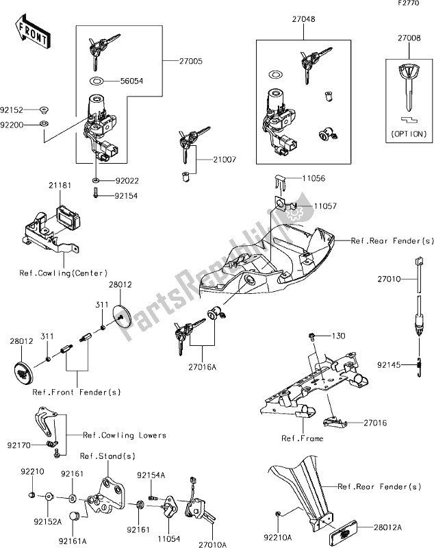 Alle onderdelen voor de 57 Ignition Switch van de Kawasaki KLZ 1000 Versys 2018