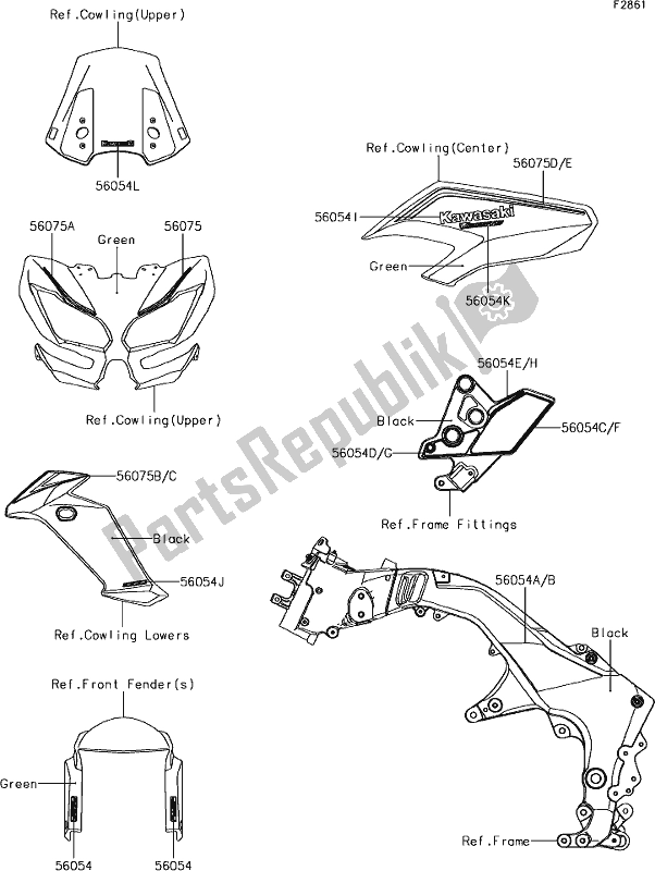 Alle onderdelen voor de 60 Decals(green)(bhf) van de Kawasaki KLZ 1000 Versys 2018