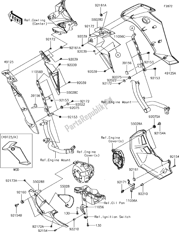 Tutte le parti per il 64 Cowling Lowers del Kawasaki KLZ 1000 Versys 2018