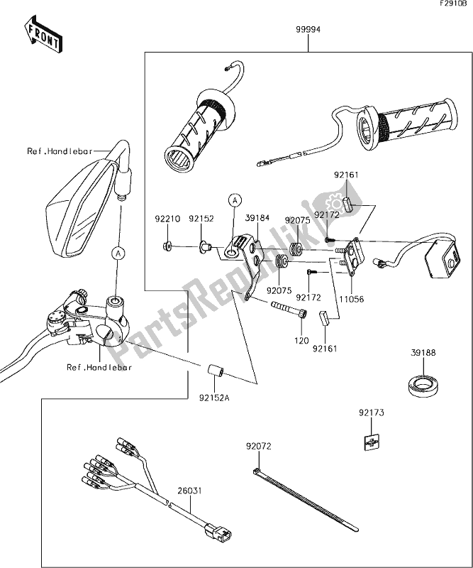 All parts for the 67 Accessory(grip Heater) of the Kawasaki KLZ 1000 Versys 2018