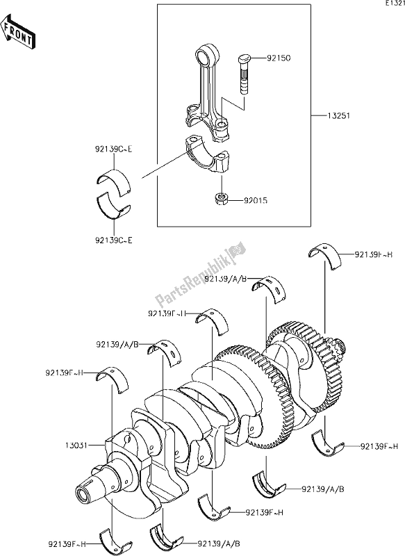 Alle onderdelen voor de 8 Crankshaft van de Kawasaki KLZ 1000 Versys 2018