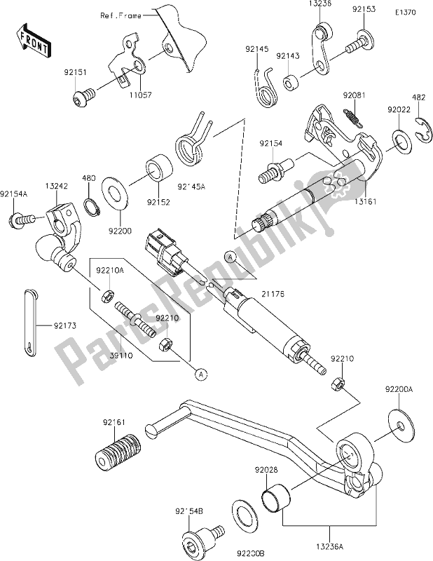 Todas as partes de 13 Gear Change Mechanism do Kawasaki KLZ 1000 Versys S 2021