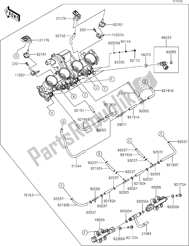 All parts for the 18 Throttle of the Kawasaki KLZ 1000 Versys S 2021