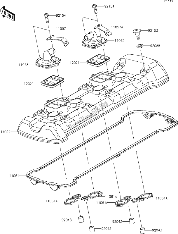 Todas las partes para 2 Cylinder Head Cover de Kawasaki KLZ 1000 Versys S 2021