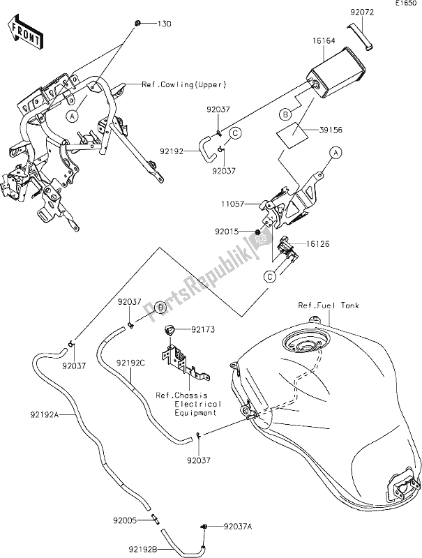 All parts for the 21 Fuel Evaporative System of the Kawasaki KLZ 1000 Versys S 2021