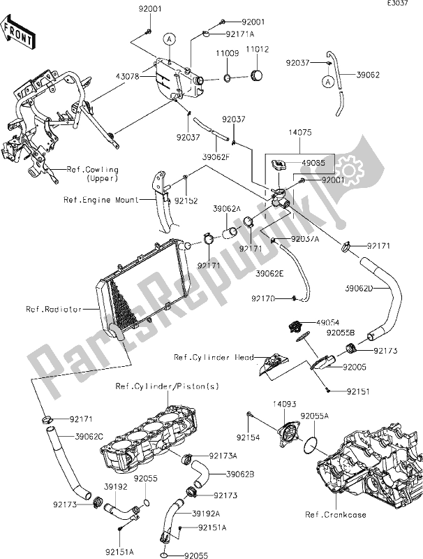 Todas las partes para 27 Water Pipe de Kawasaki KLZ 1000 Versys S 2021