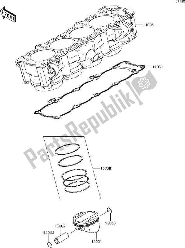 Wszystkie części do 3 Cylinder/piston(s) Kawasaki KLZ 1000 Versys S 2021