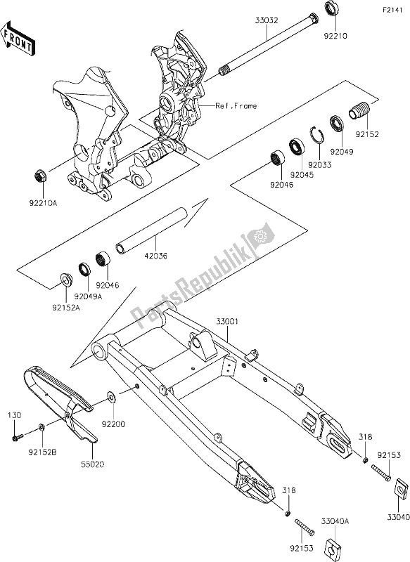 Tutte le parti per il 31 Swingarm del Kawasaki KLZ 1000 Versys S 2021